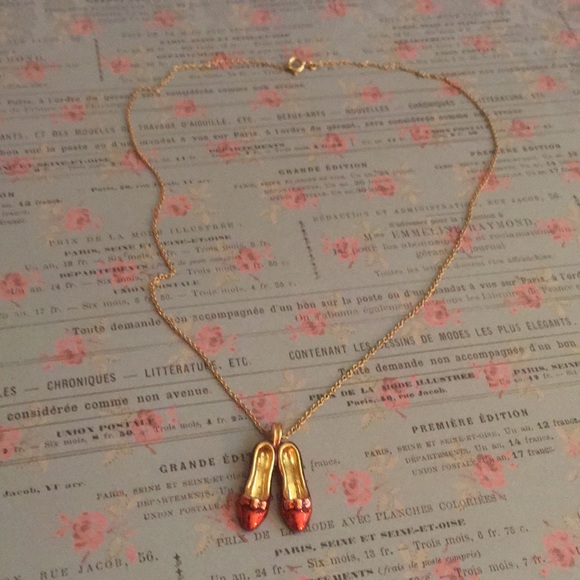 Vintage Jewelry - Vintage Ruby Slippers Necklace